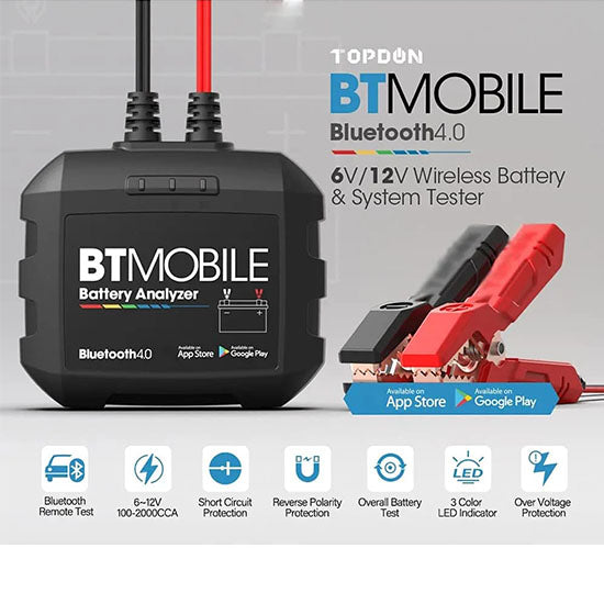 KRECS Retro Nostalgia Bluetooth Car Battery Tester BT Mobile 12V Wireless Battery Monitor 100 to 2000CCA Auto Charger Cranking Analyzer Tool