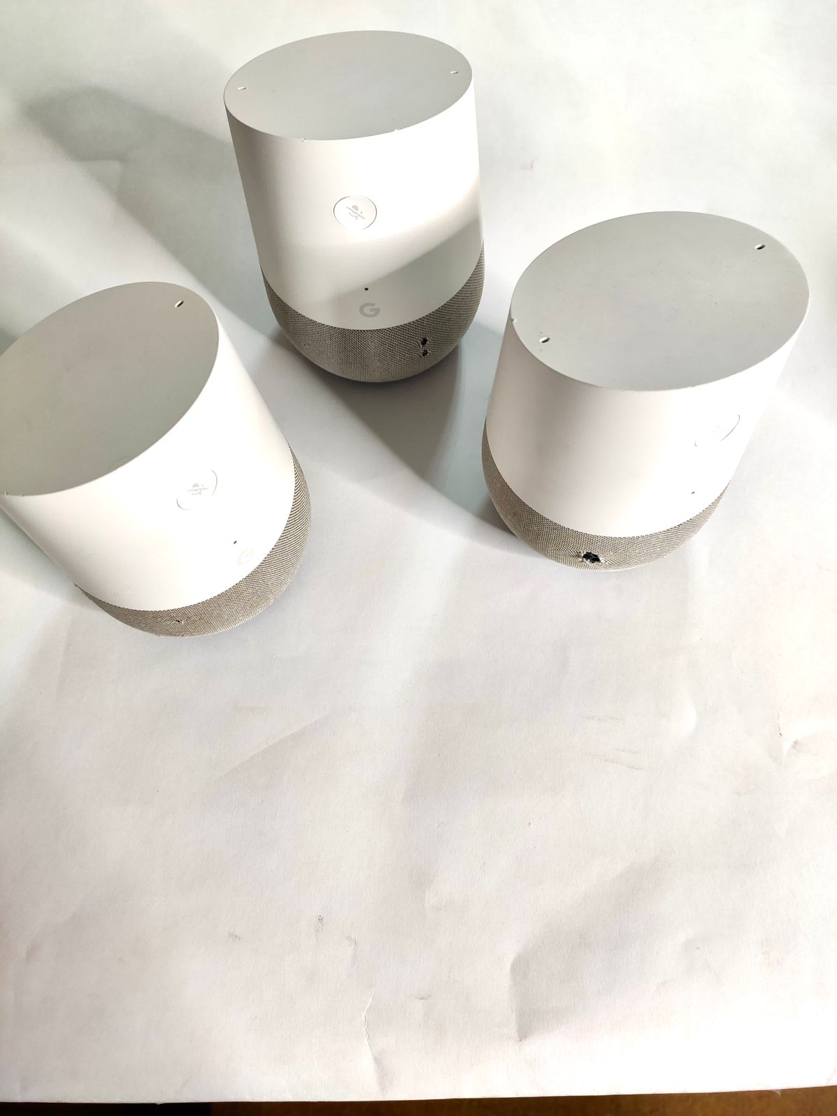 Google Home device promotional torn with original power adopter
