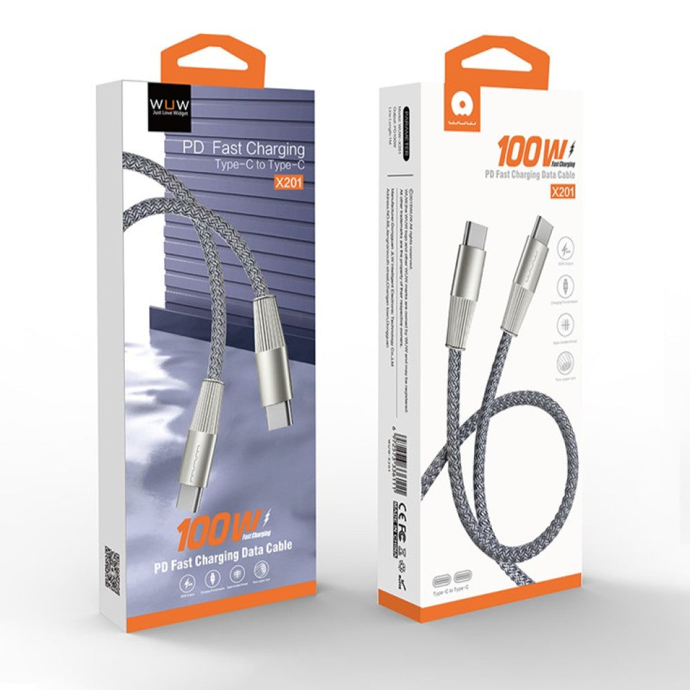 WUW X-201 | 100W PD Fast Charging Cable – USB-C to USB-C Super Speed
