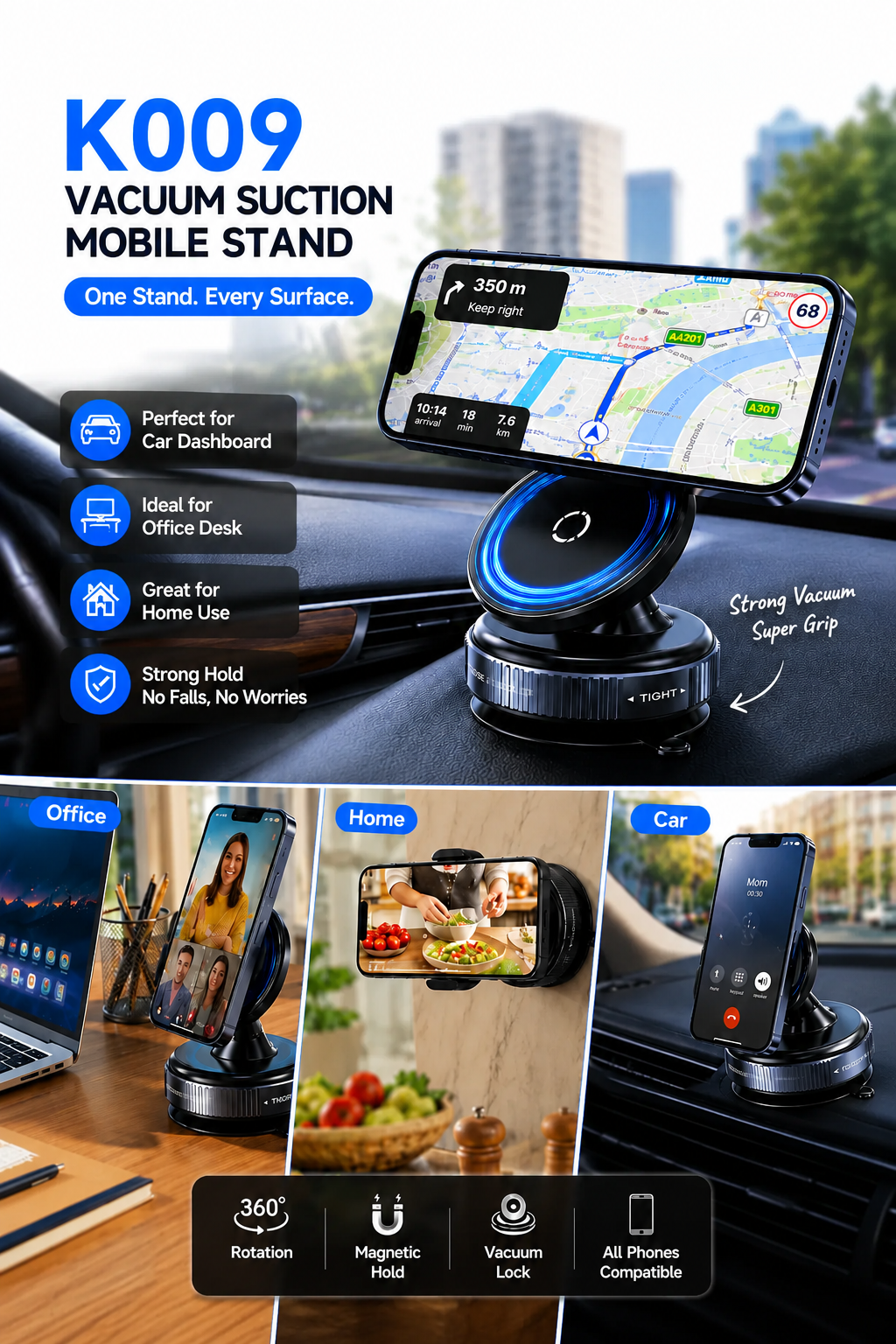 360° Magnetic Car & Desk Phone Stand