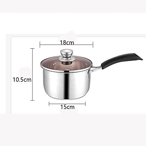 304 Durable Stainless Steel Pan 18CM Nonstick Cooking Pot for Kit Pots and Pans Cookware Milk Pot Saucepan for Induction Cooker Gas Stove