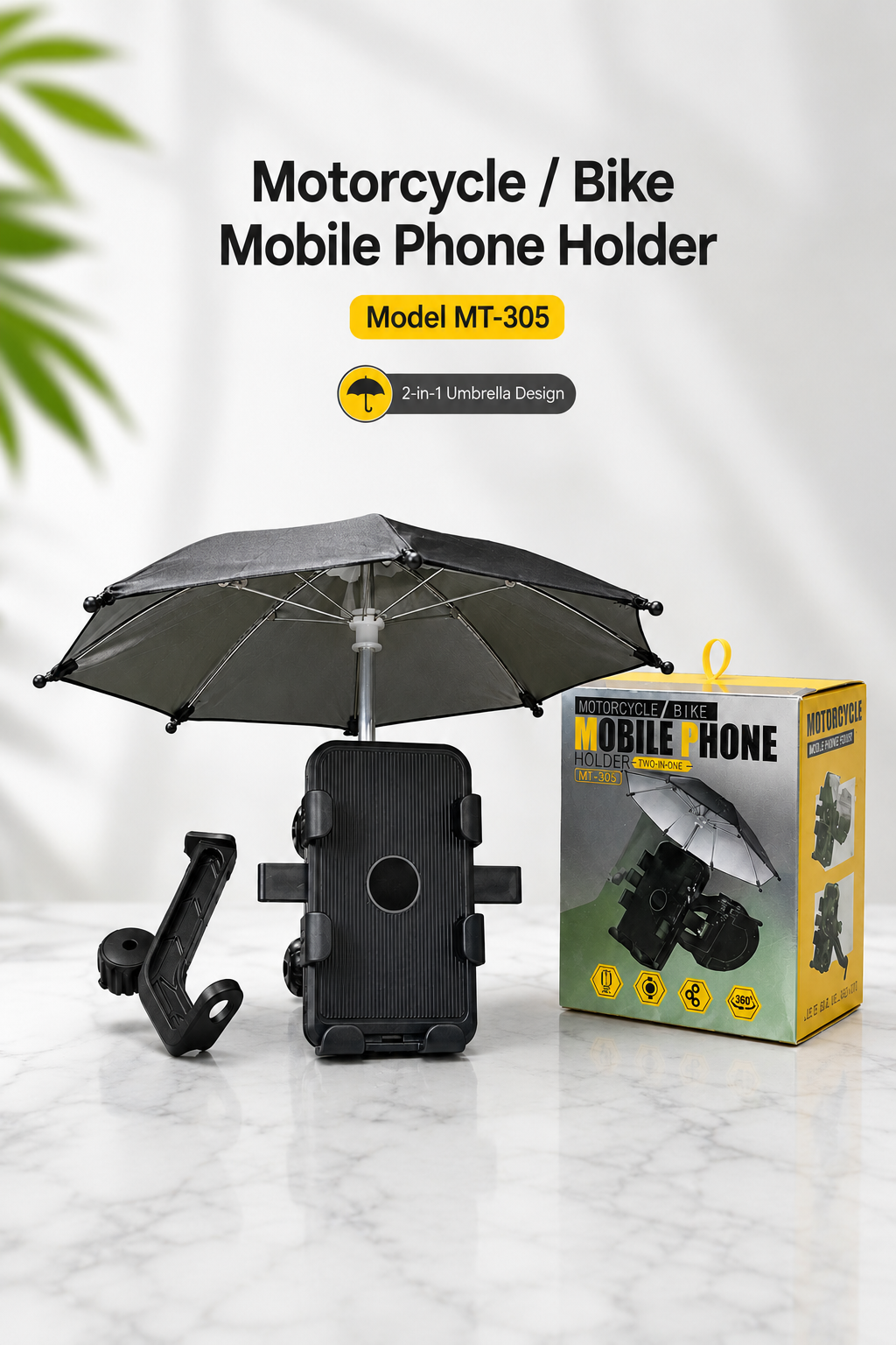 Motorcycle Bike Mobile Phone Holder with Umbrella Sunshade – MT-305