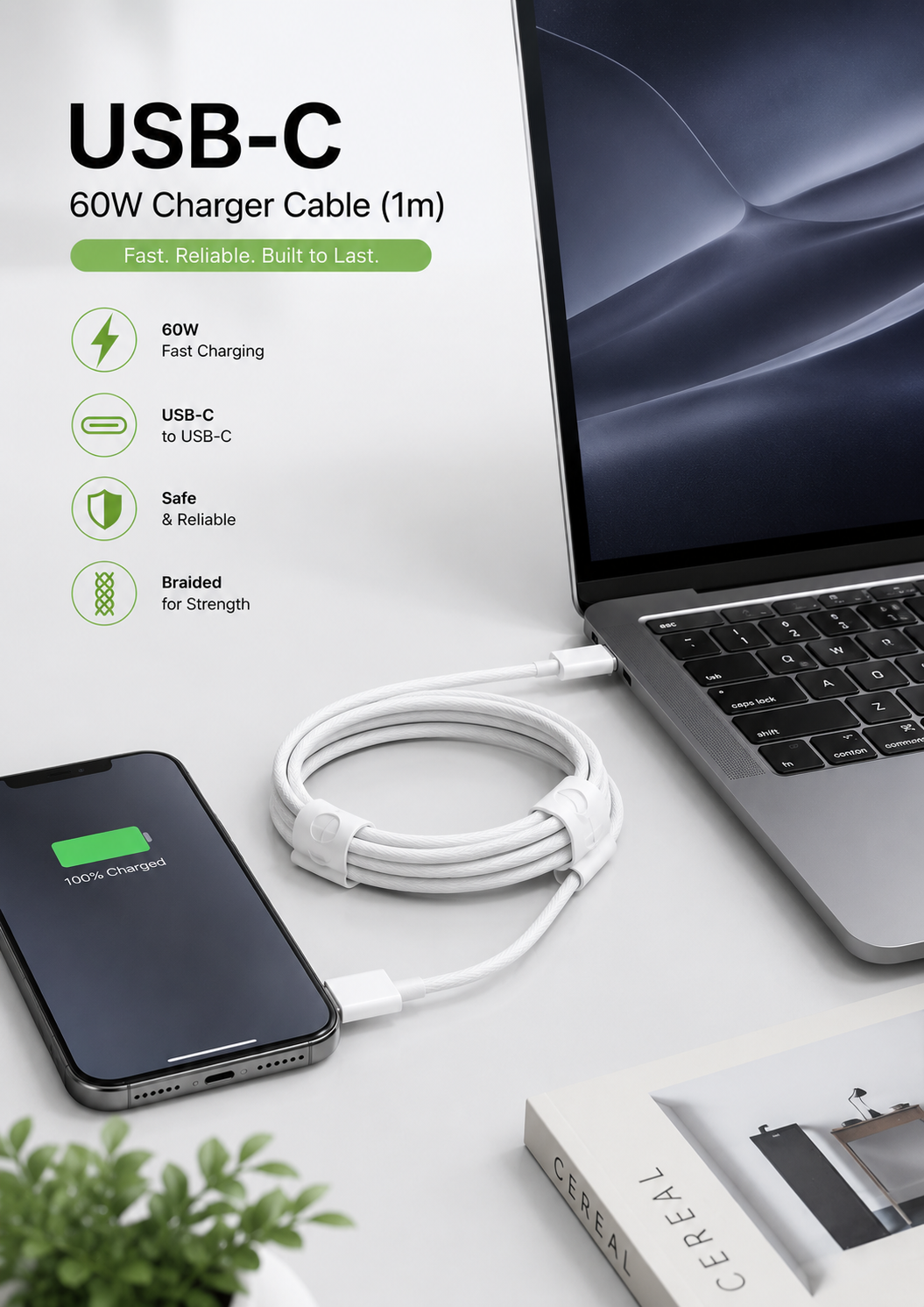 Apple USB-C to USB-C 60W Fast Charging Cable (1M)