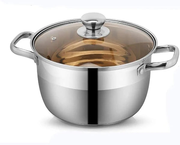 304 Stainless Steel Stock Pot, 3liter Thick Household Soup Pot withGlass Lid, for Gas Stove/Induction Cooker for 1-6 People Stock Pot (Size : 22cm)