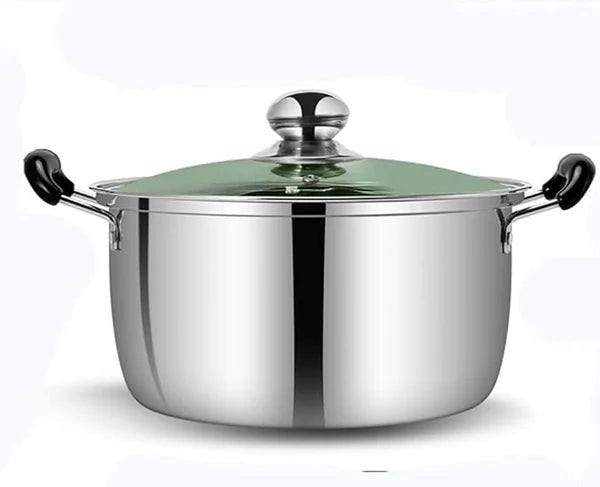 6 liter Stainless Steel Stock Pot, Thick Household Soup Pot with Glass Lid, for Gas Stove/Induction Cooker, for 1-6 People,(26cm)ZL0426