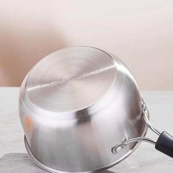 Stainless Steel with Glass lid (18cm)Milk Pot Single Handle Small Milk Pot Household Instant Noodle Pot Cooking Milk Pot Milk Pan ZI0420-1