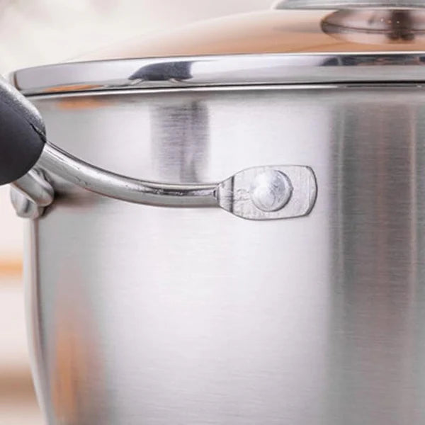 Stainless Steel with Glass lid (18cm)Milk Pot Single Handle Small Milk Pot Household Instant Noodle Pot Cooking Milk Pot Milk Pan ZI0420-1