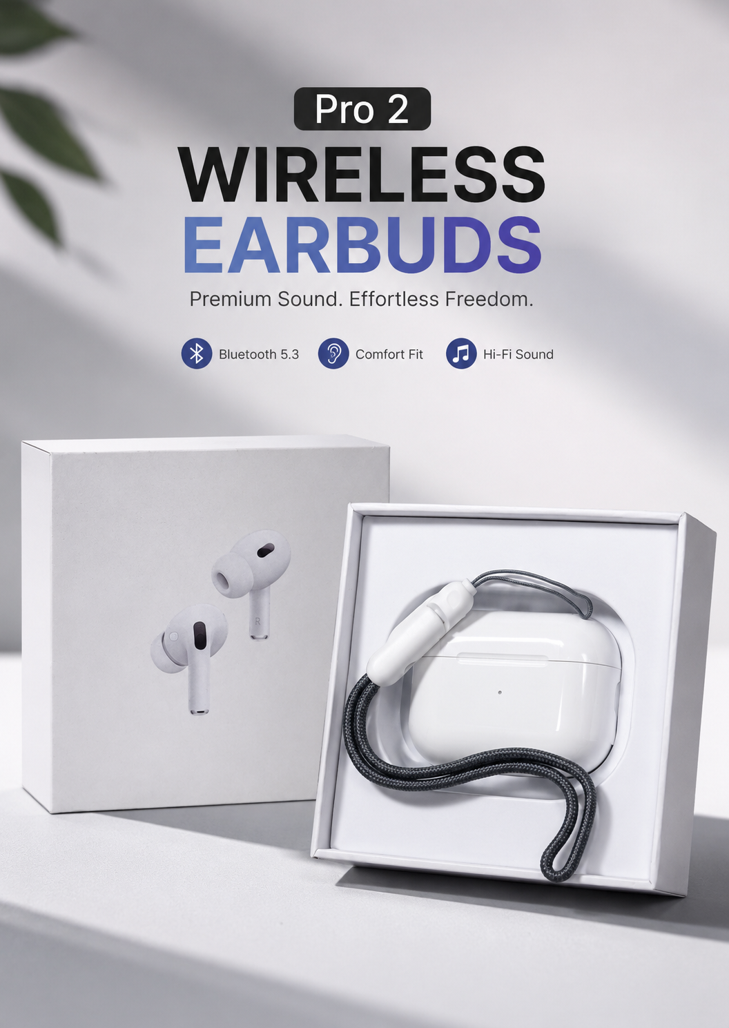 Pro 2 Wireless Bluetooth Earbuds | Hi-Fi Sound, Touch Control & Charging Case