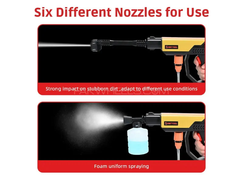 6 in 1 Nozzle - Imported Cordless Pressure Washer - Dual Battery 198V