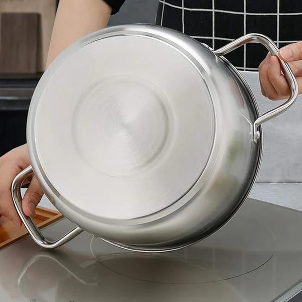 5L Stainless Steel Stock Pot 24cm with Glass Lid – Universal Gas & Electric Stove, Binaural Handle, Household Soup & Saucepan (ZL0724)