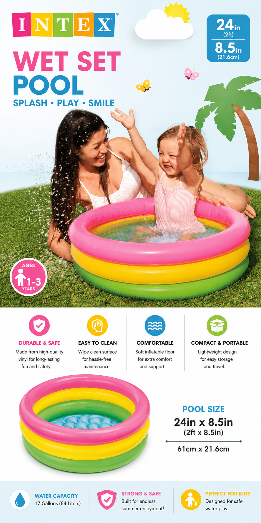 INTEX Pool 2ft/8.5inch