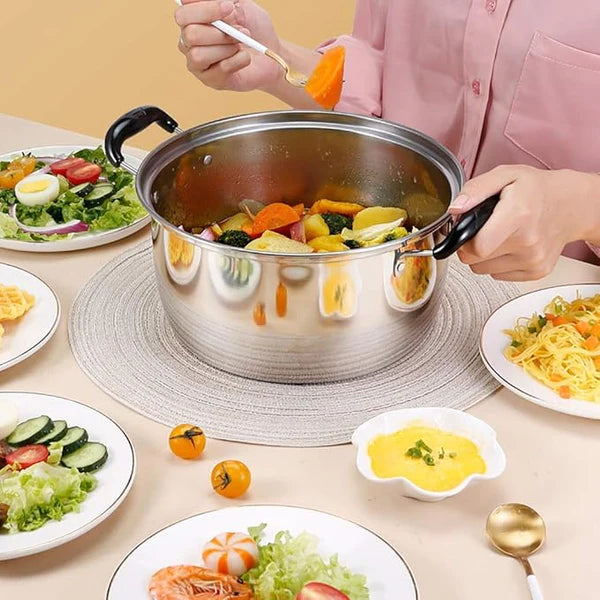 6 liter Stainless Steel Stock Pot, Thick Household Soup Pot with Glass Lid, for Gas Stove/Induction Cooker, for 1-6 People,(26cm)ZL0426