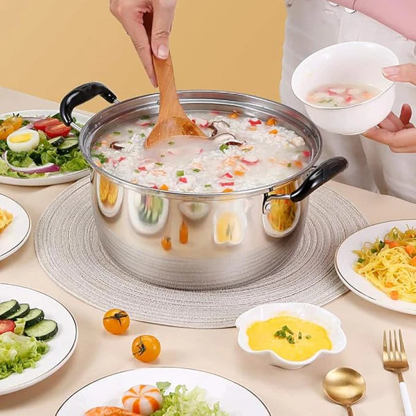 6 liter Stainless Steel Stock Pot, Thick Household Soup Pot with Glass Lid, for Gas Stove/Induction Cooker, for 1-6 People,(26cm)ZL0426