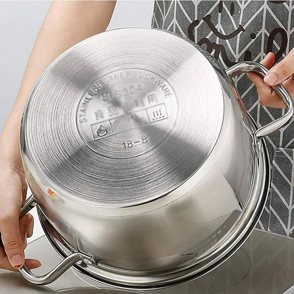 304 Stainless Steel Stock Pot, 3liter Thick Household Soup Pot withGlass Lid, for Gas Stove/Induction Cooker for 1-6 People Stock Pot (Size : 22cm)