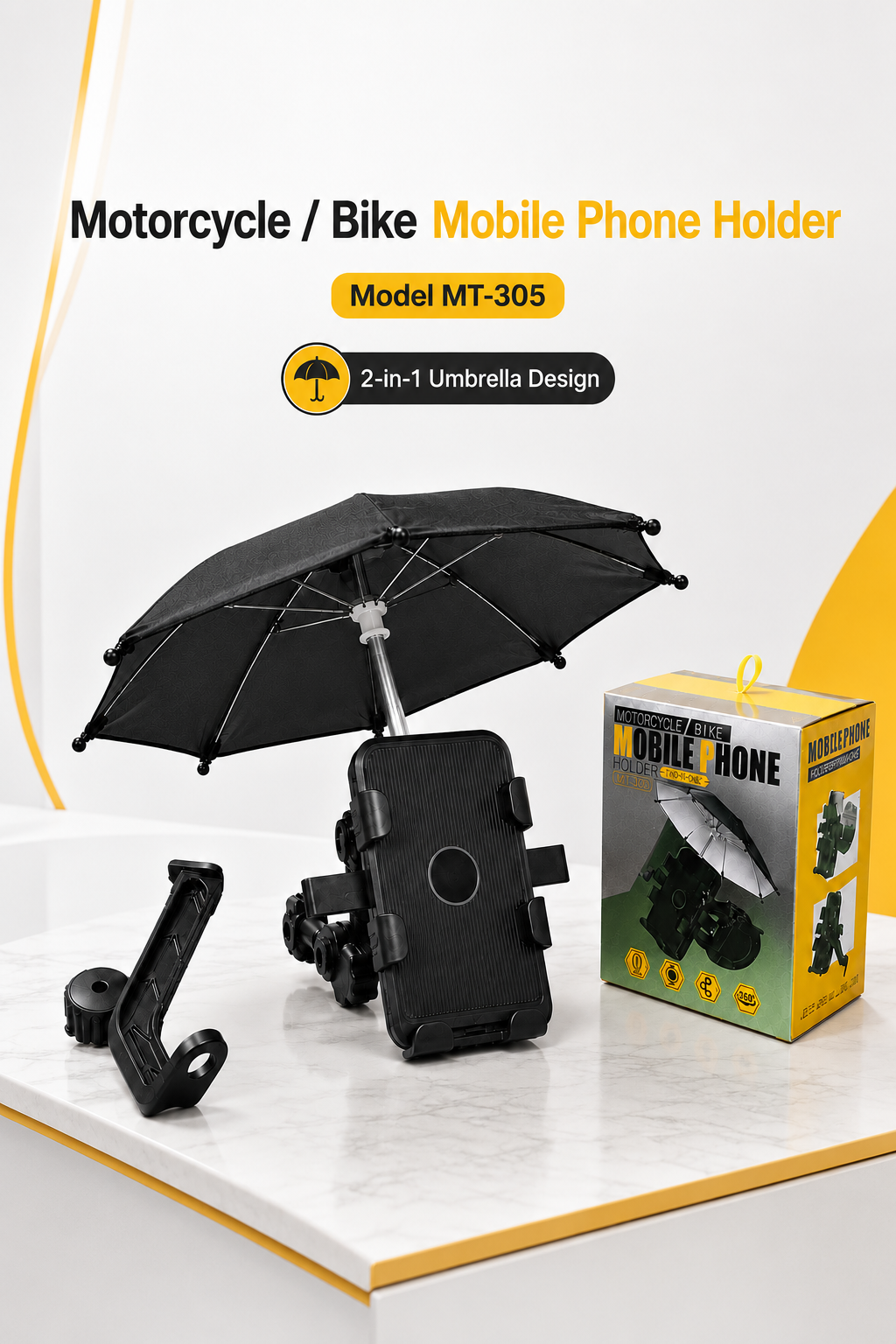 Motorcycle Bike Mobile Phone Holder with Umbrella Sunshade – MT-305