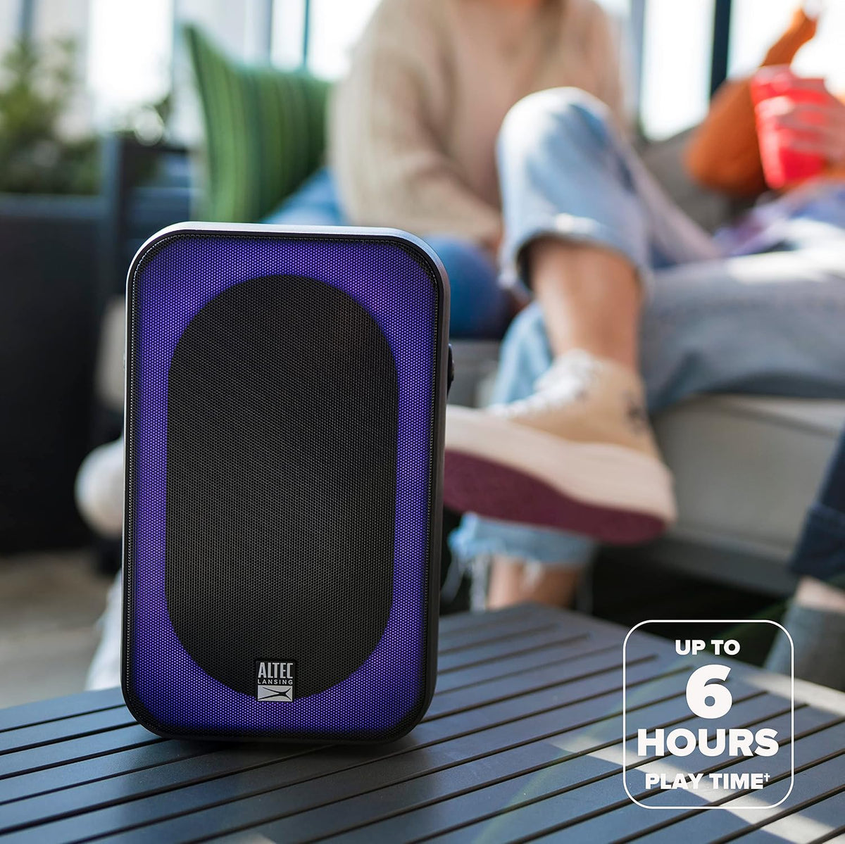 Altec Lansing Shockwave Wireless Speaker 60W Bluetooth speakerwith a Long Lasting 6 Hour Battery, Multi LED Party Modes, Multiple bass Boost Modes, Party Sync