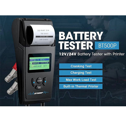TOPDON BT500P Battery Tester With Built-In Printer For 12/24V Batteries box pack
