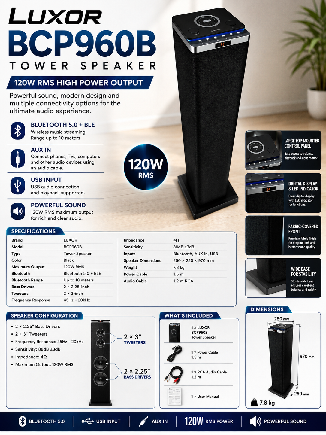 LUXOR TOWER BCP960B 120W