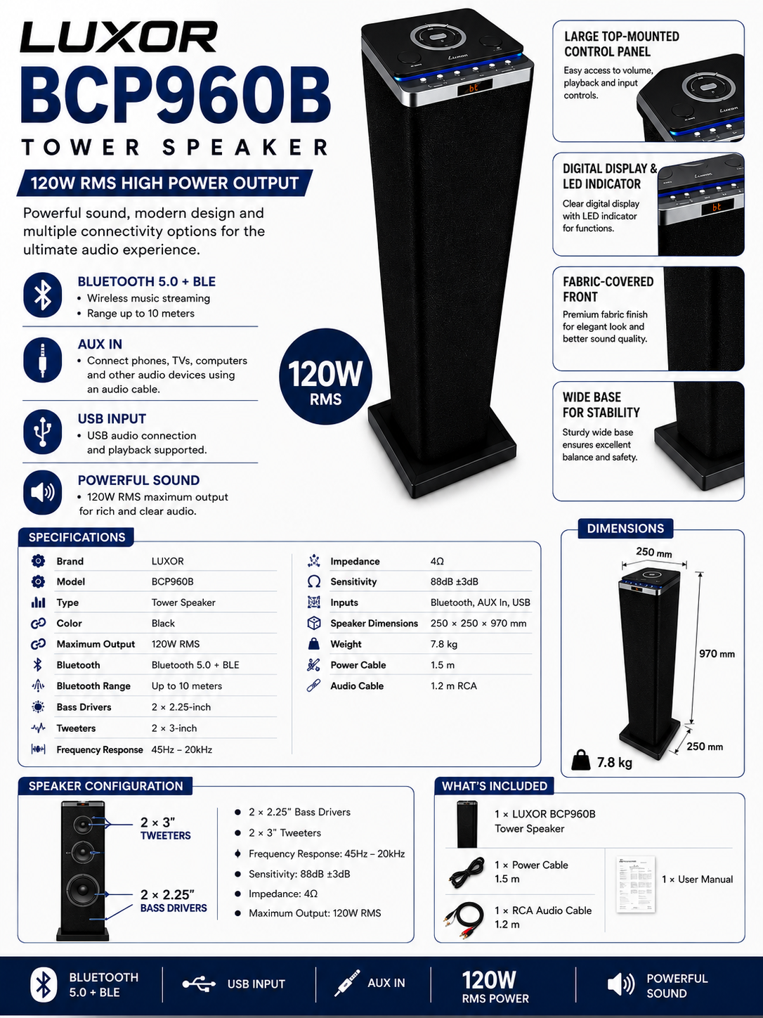 LUXOR TOWER BCP960B 120W