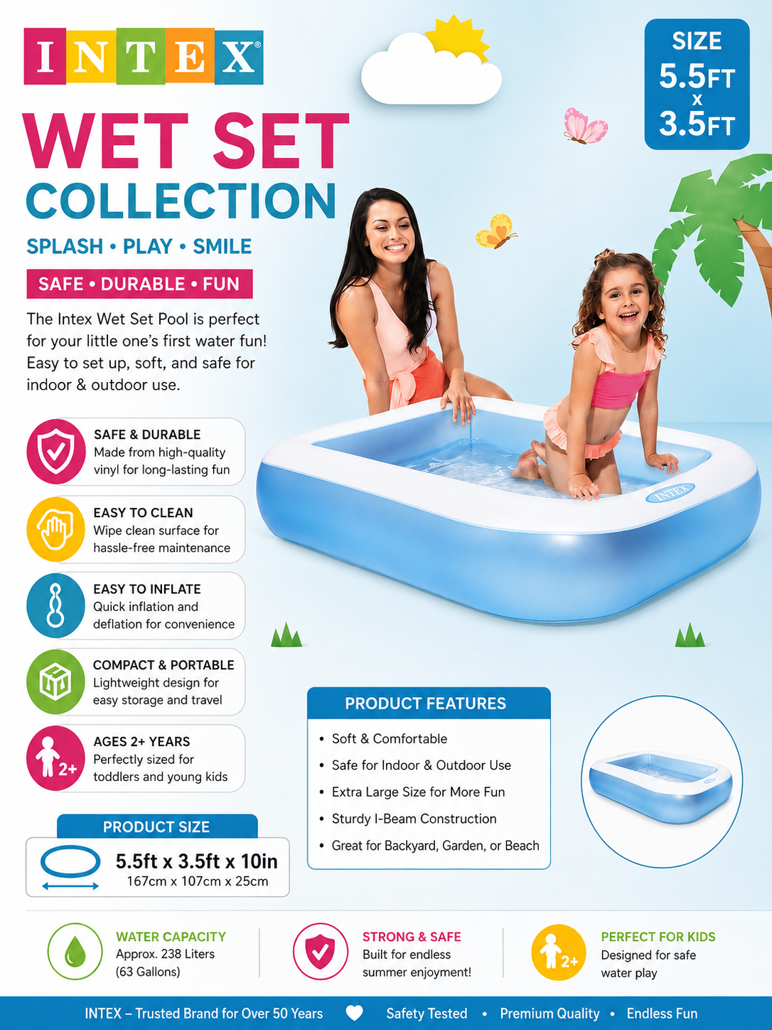 INTEX POOL 5.5ft/3.5ft