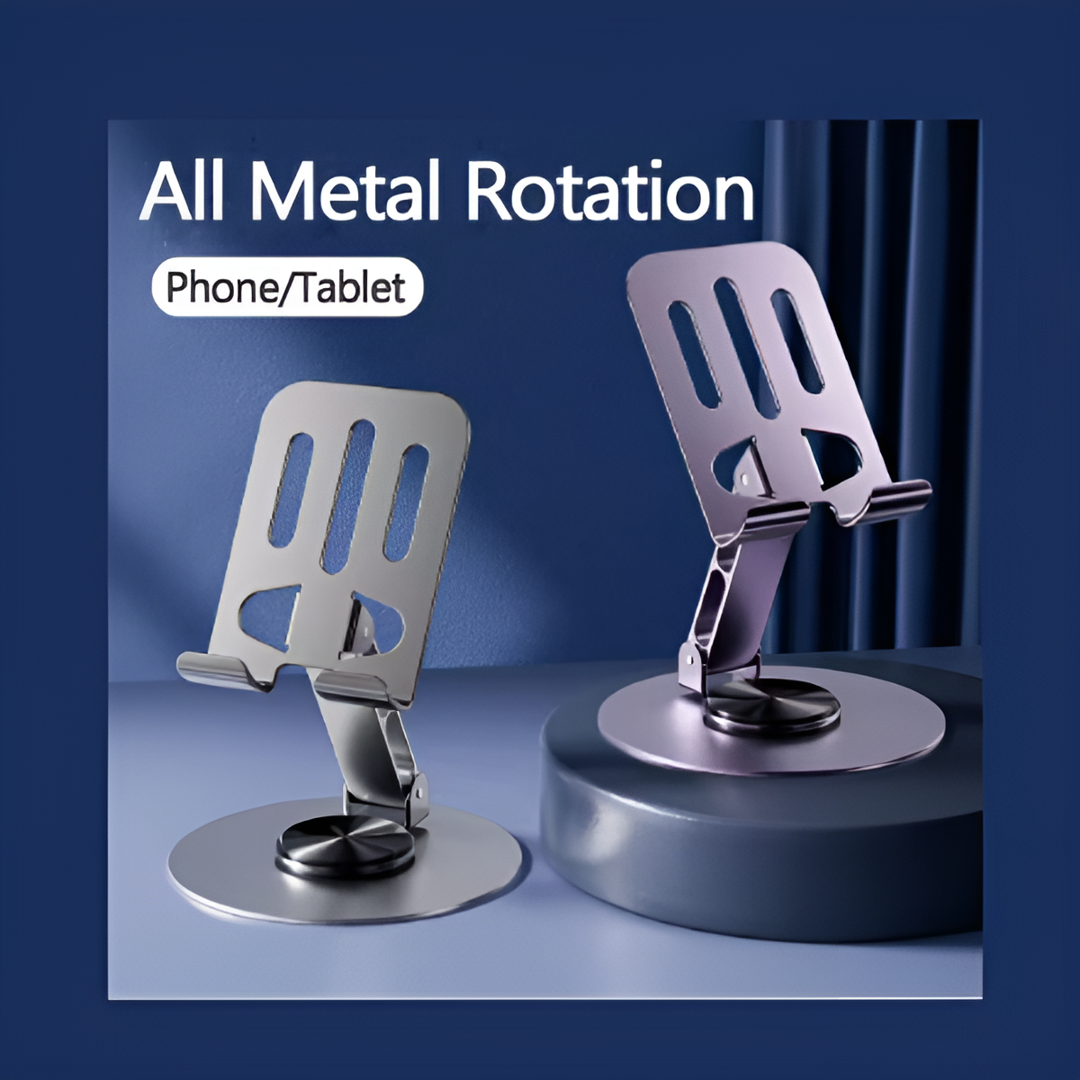 All-Metal 360° Rotating Tablet & Phone Stand – Adjustable Aluminum Holder for iPad & Mobile Devices