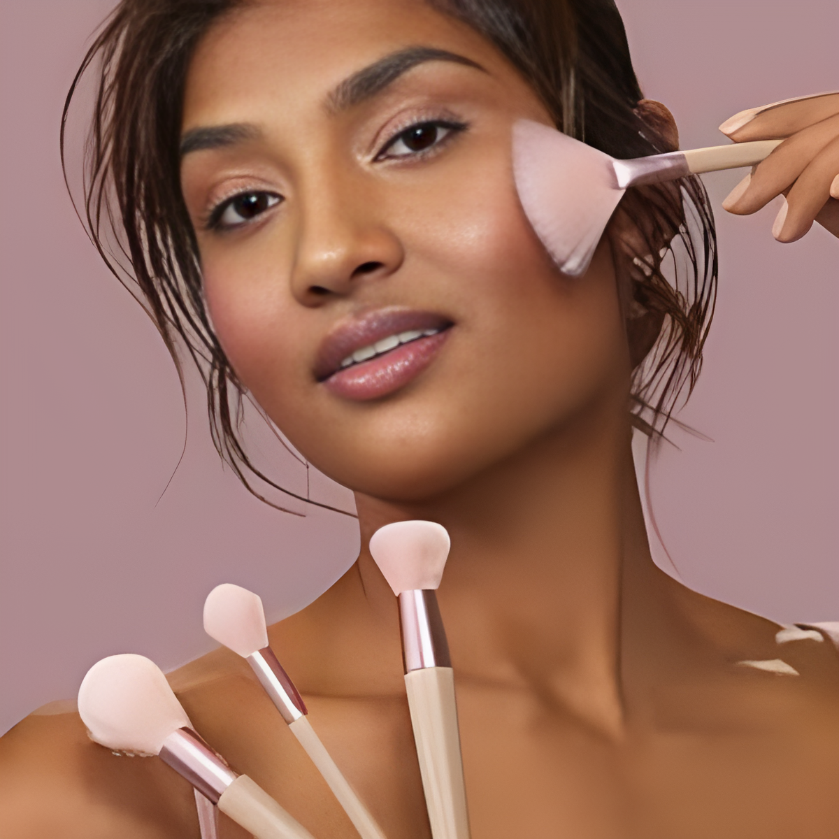 EcoTools 3217 Elements Wind-Kissed Finish Kit - 4-Piece Brush Set for Sculpted Glow & Natural Flush