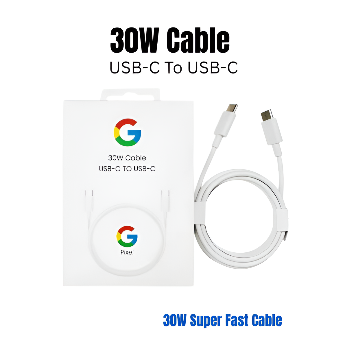 Google 30W USB-C to USB-C Fast Charging Cable | Power Delivery (PD) | For Pixel, Samsung, iPad & More – 1m