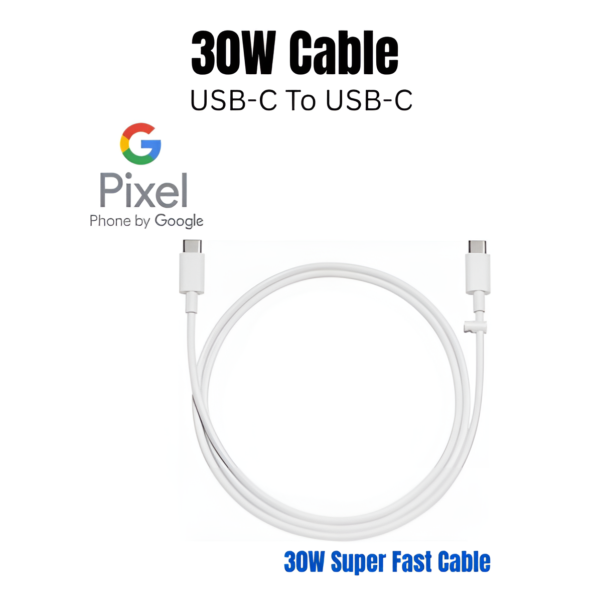 Google 30W USB-C to USB-C Fast Charging Cable | Power Delivery (PD) | For Pixel, Samsung, iPad & More – 1m