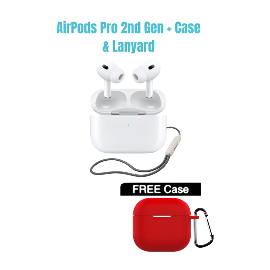 AirPods Pro 2nd Gen USB-C Pods With Free Case & Lanyard ( white & Black )