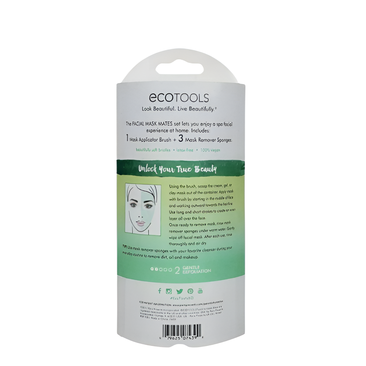 EcoTools 7439 Facial Mask Mates Set - Mask Applicator Brush & 3 Mask Remover Sponges for a Spa-Like Experience