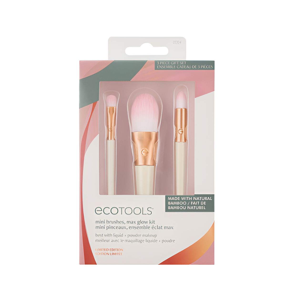 EcoTools 0004 Mini Brushes Max Glow Kit - Precision Makeup Brushes for Highlighter, Blush, and Bronzer Application