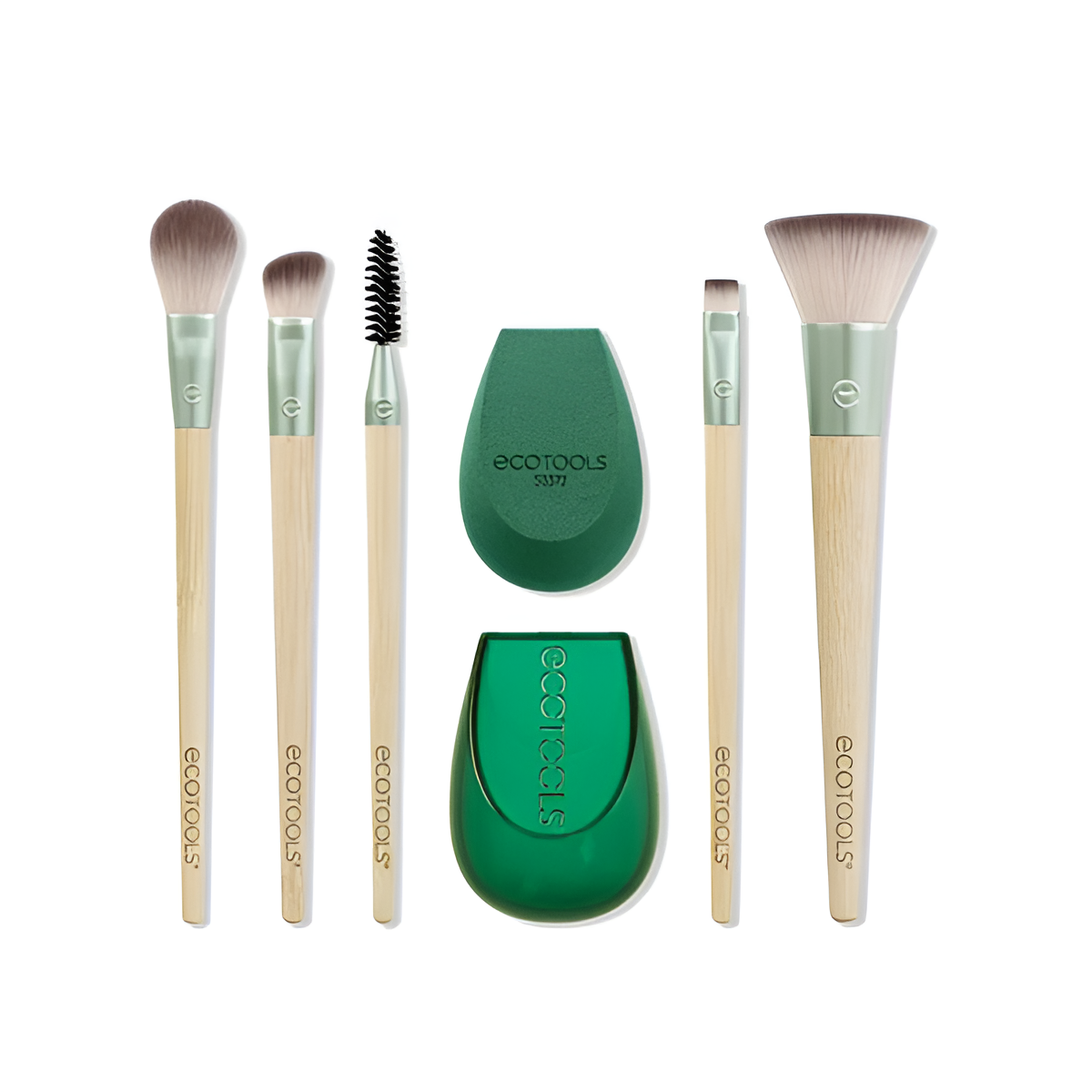 EcoTools 0040 Shimmer + Shine Deluxe Set - 7-Piece Eco-Friendly Makeup Brush Kit | Limited Edition Gift Set