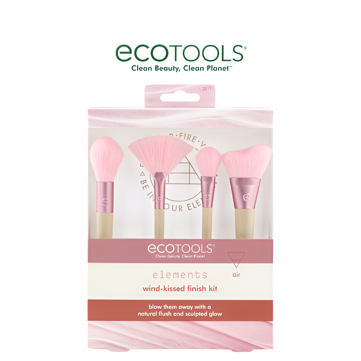 EcoTools 3217 Elements Wind-Kissed Finish Kit - 4-Piece Brush Set for Sculpted Glow & Natural Flush