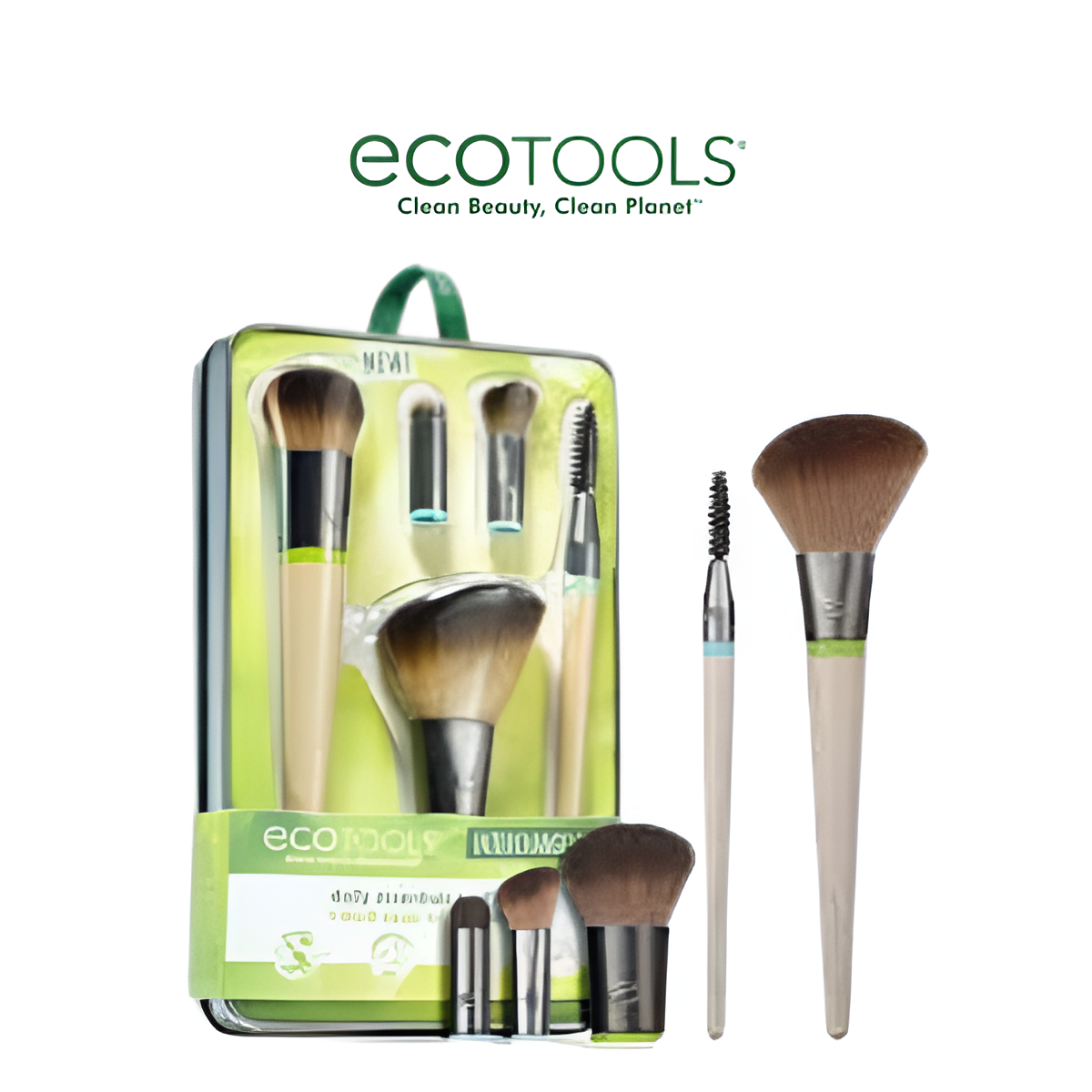 EcoTools 3128 Interchangeables Daily Essentials Total Face Kit – 5-Piece Brush Set for Flawless, Customizable Makeup
