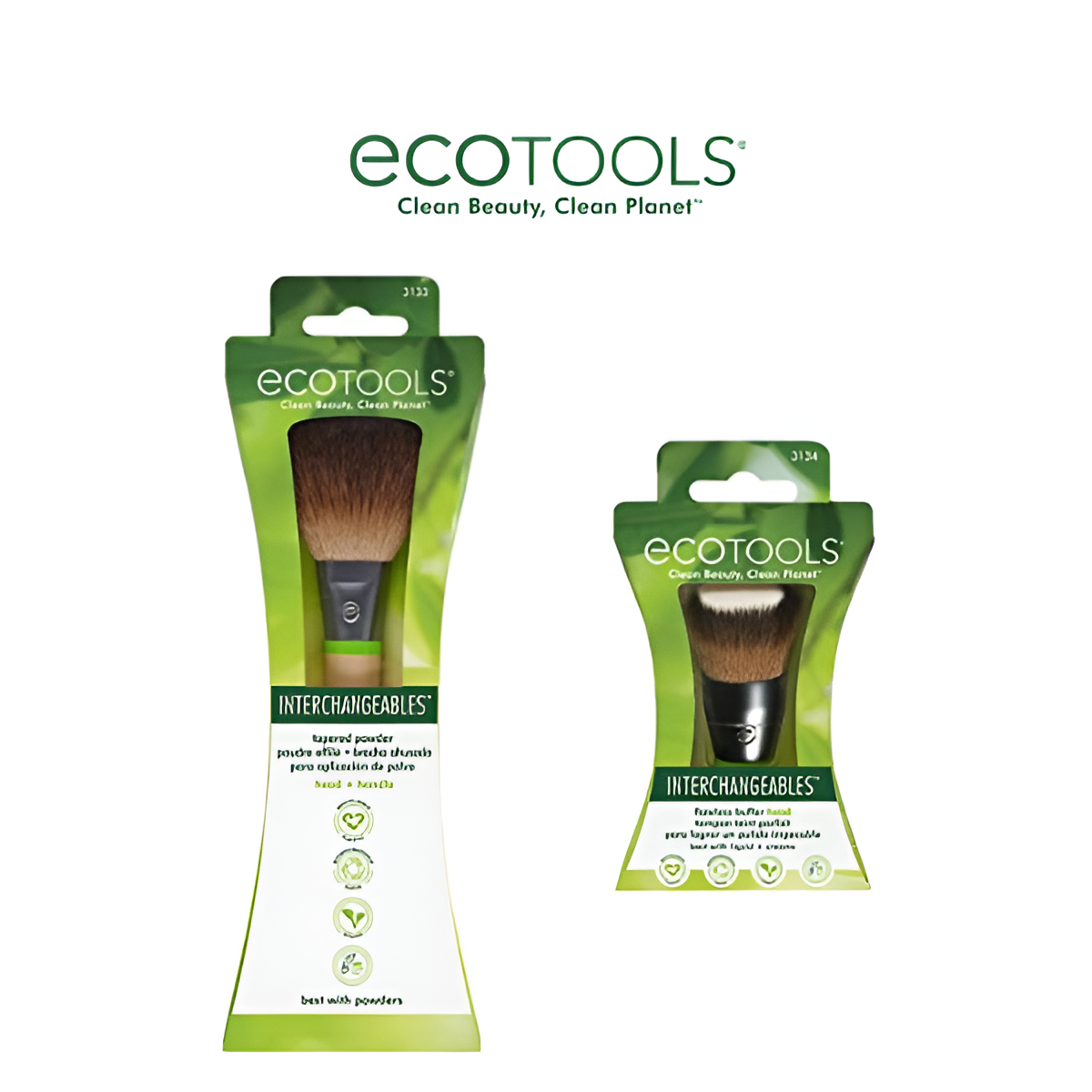 EcoTools 3133 Interchangeables Tapered Powder Head + Handle – Customizable Brush for Precise Powder Application