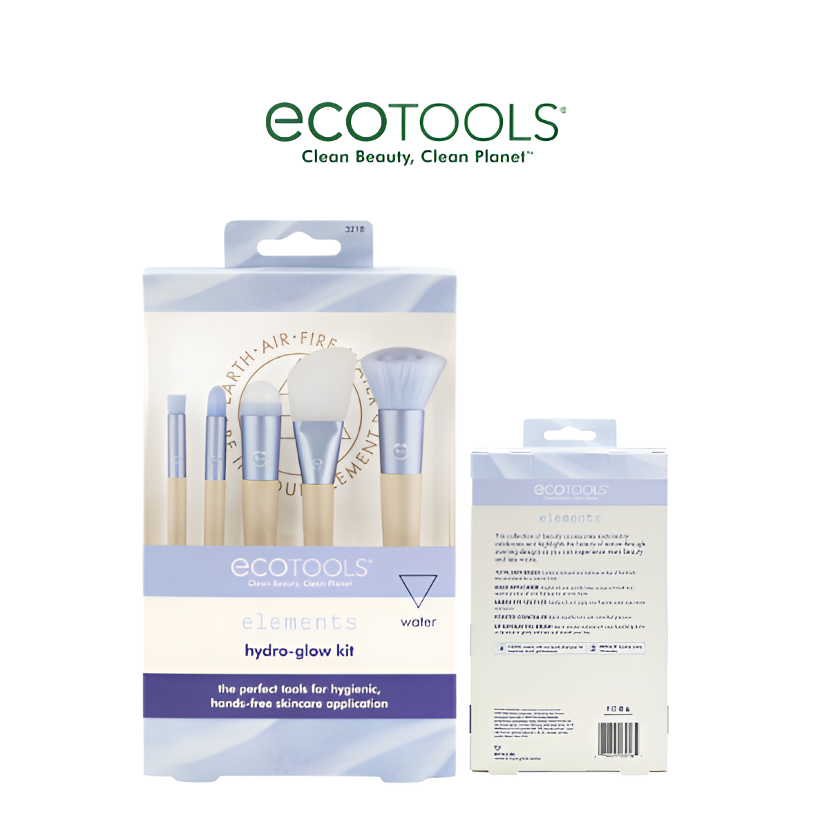 EcoTools 3218 Elements Hydro-Glow Kit - 5-Piece Brush Set for Hygienic, Hands-Free Skincare Application