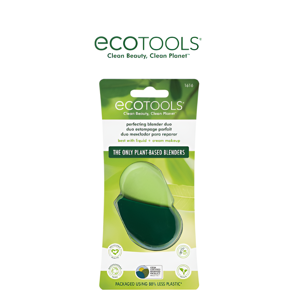 EcoTools 1616 Perfecting Blender Duo – Plant-Based Makeup Sponges for Flawless Liquid & Cream Application
