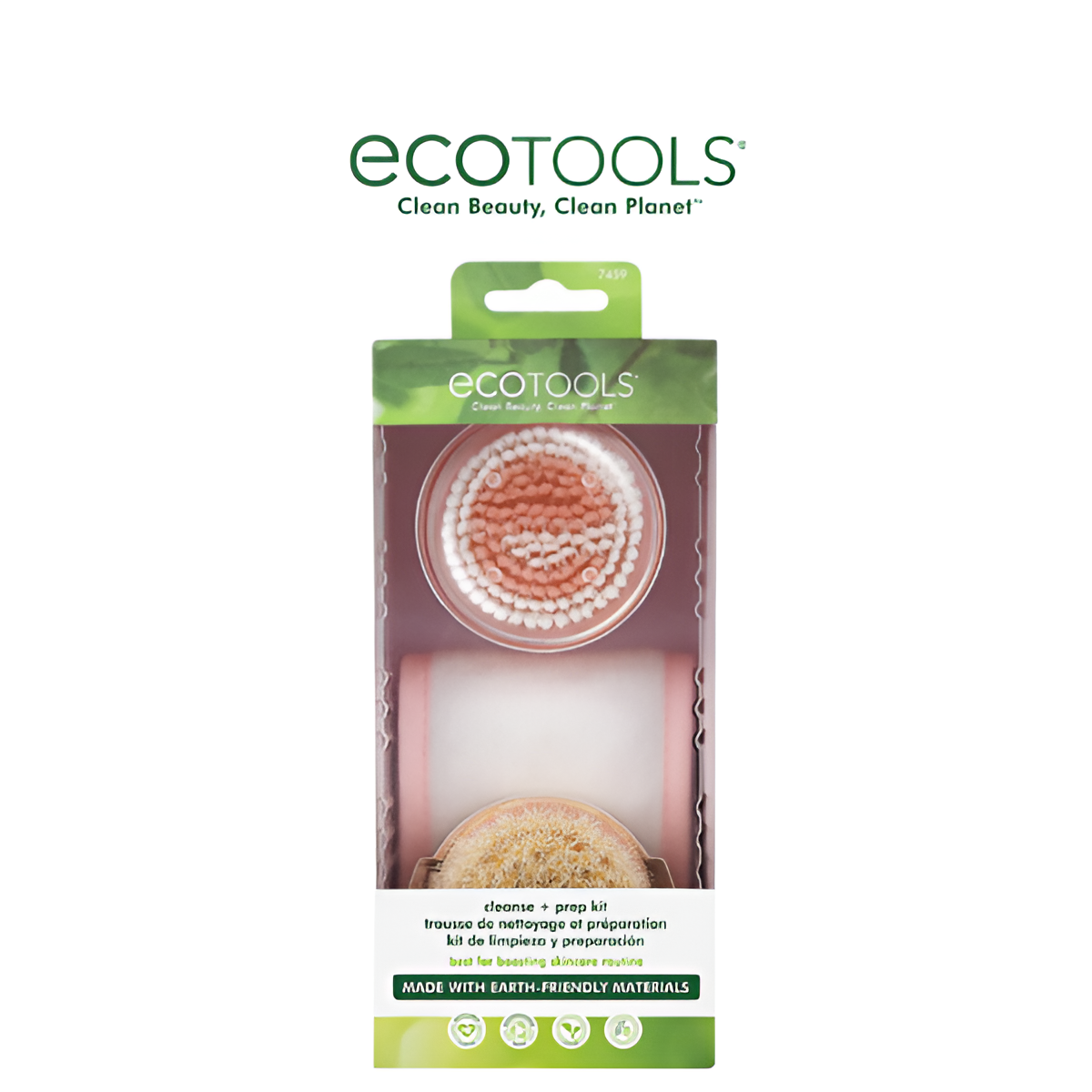 EcoTools 7459 Cleanse + Prep Kit - Eco-Friendly 3-Piece Skincare Set for Deep Cleansing & Gentle Exfoliation