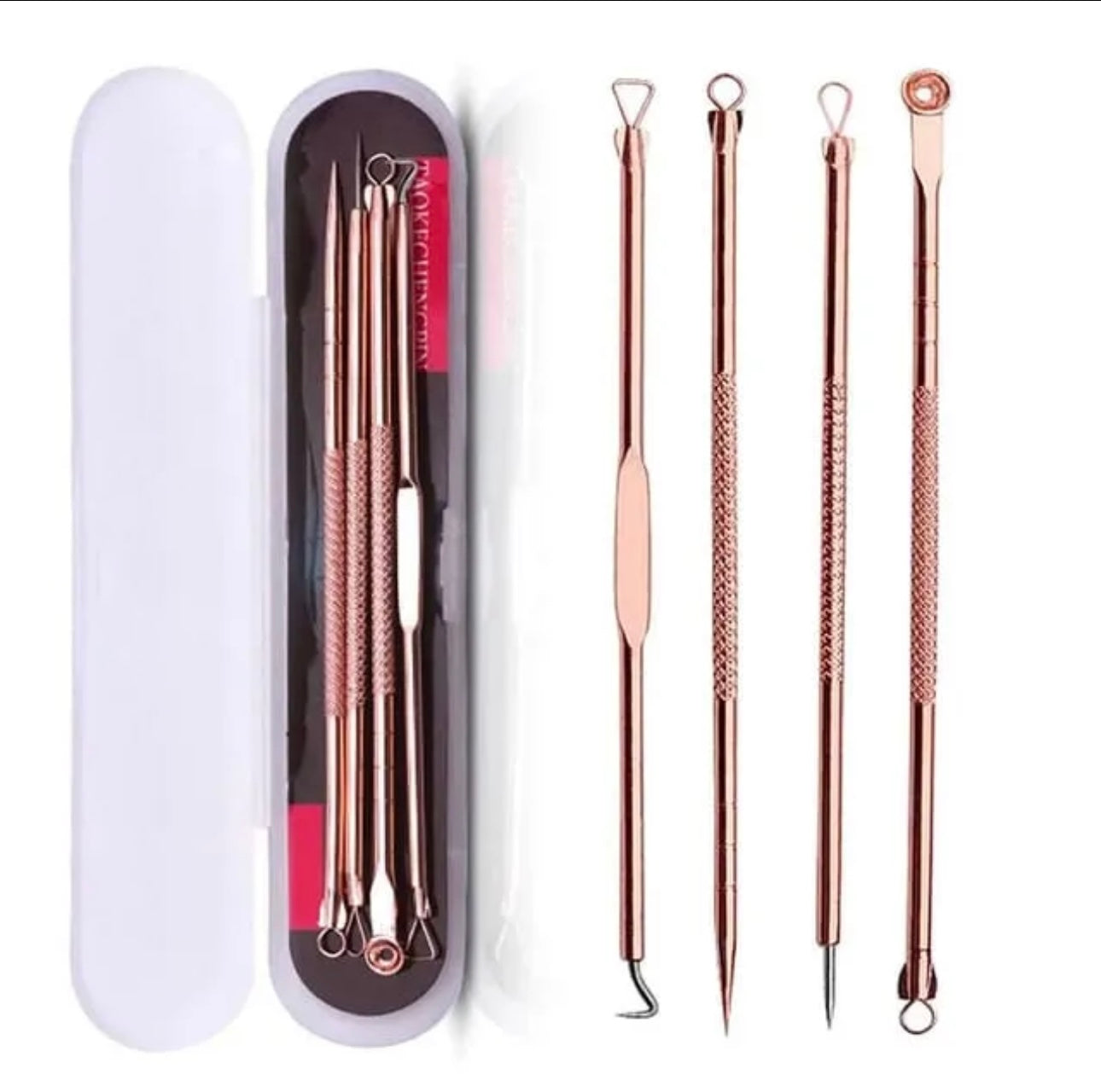 4pcs/set Dual Heads Acne Needle Blackhead Blemish Squeeze Pimple Extractor Remover Spot Cleaner Beauty Skin Care Tool Kit