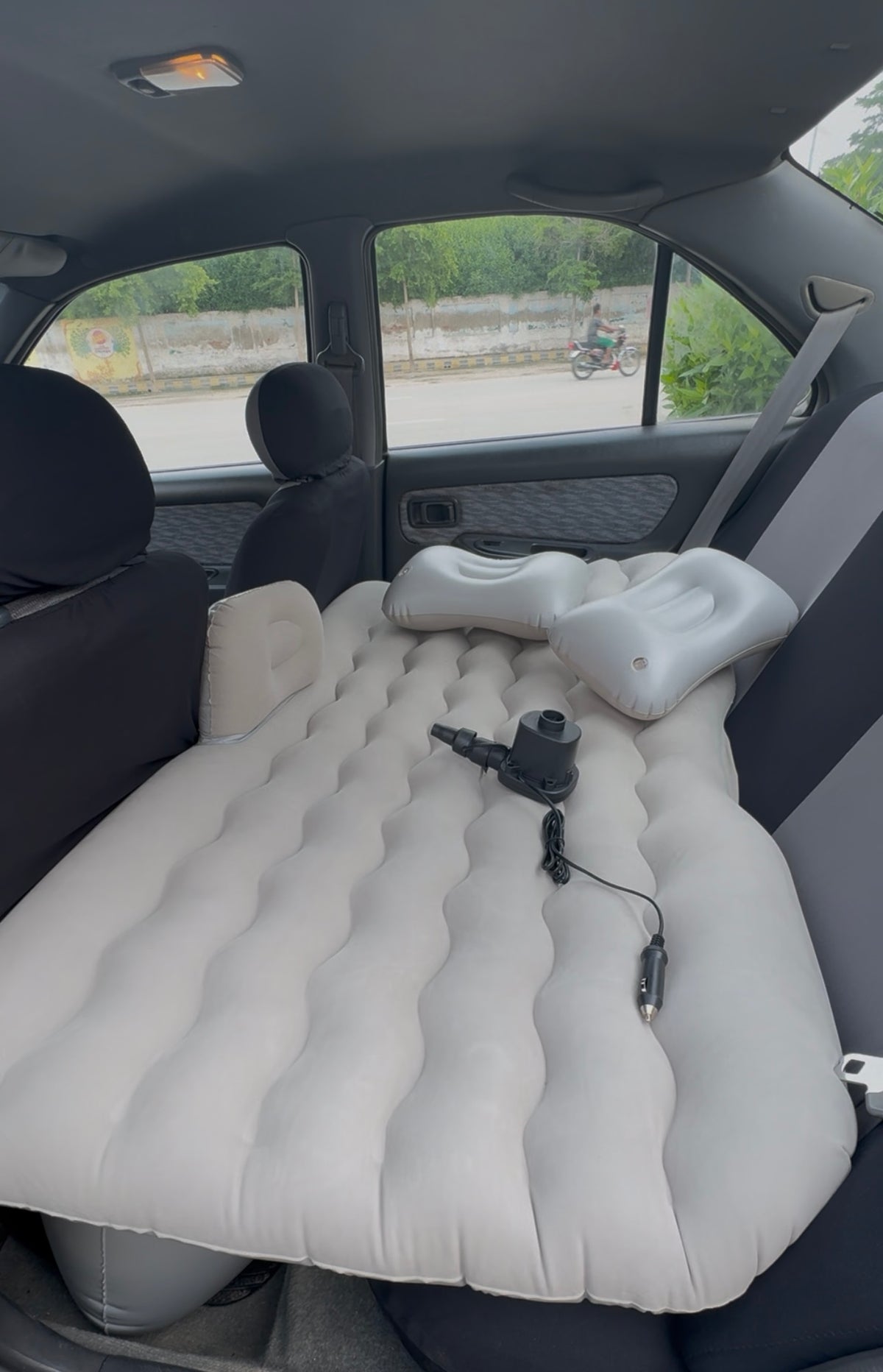 Car Air Mattress with 12V Pump & 2 Pillows – Portable Travel & Camping Car Bed