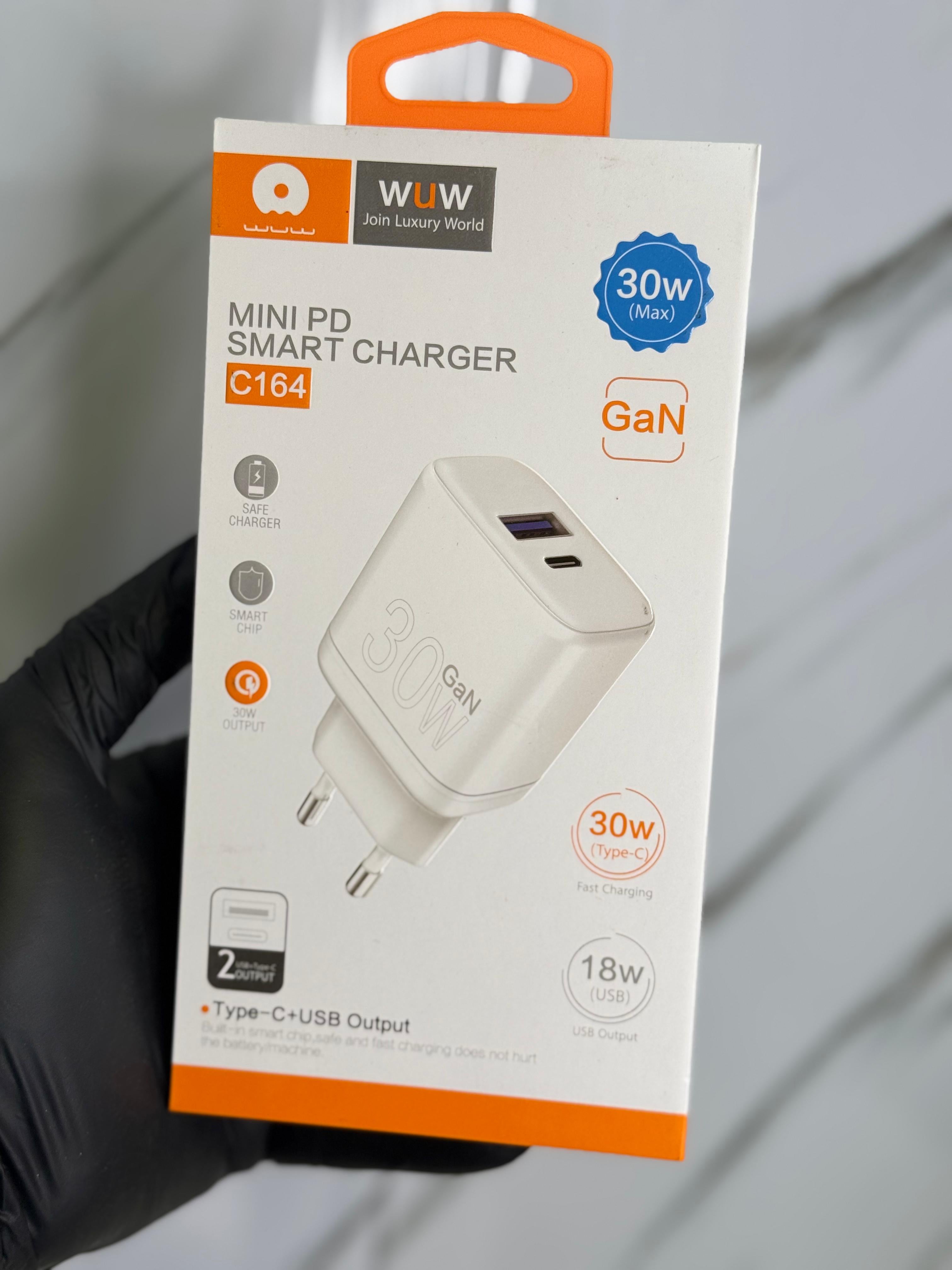 WUW C164 | 30W Type-C + 18W USB Fast Charger – Dual Port Power