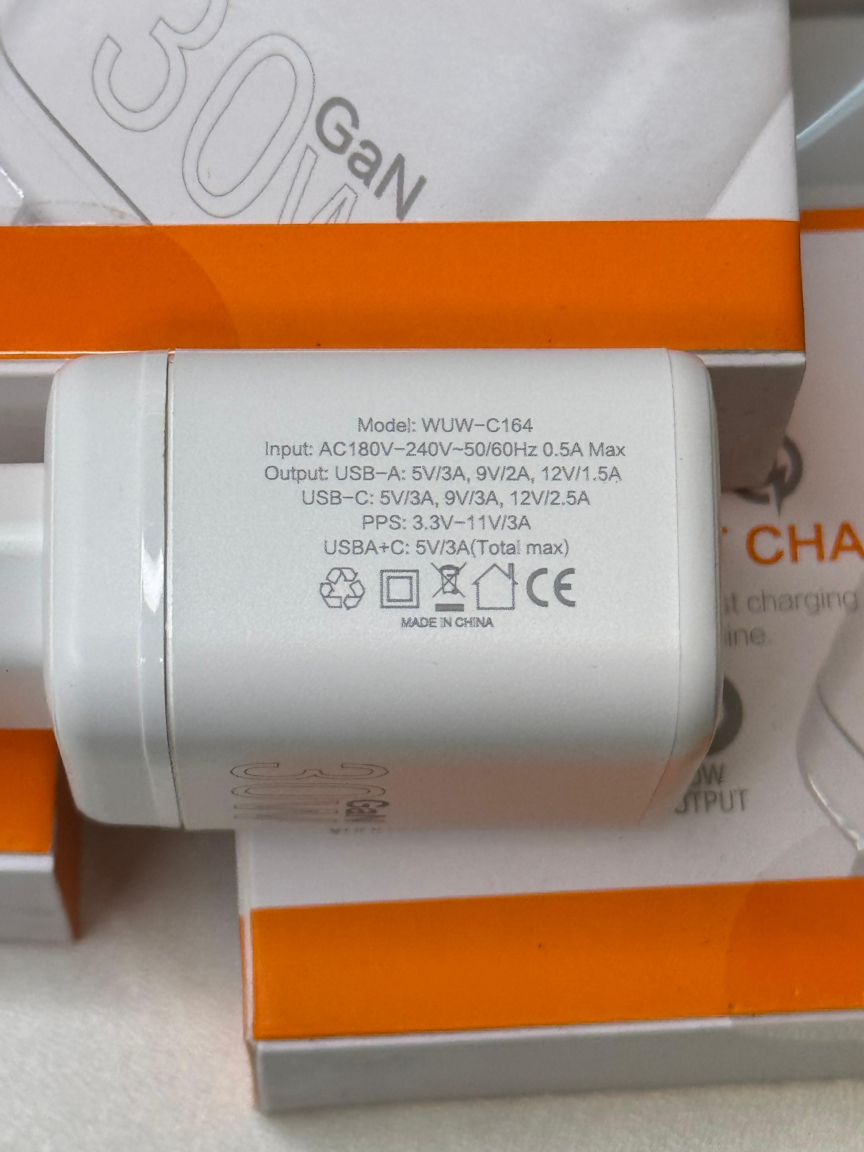 WUW C164 | 30W Type-C + 18W USB Fast Charger – Dual Port Power