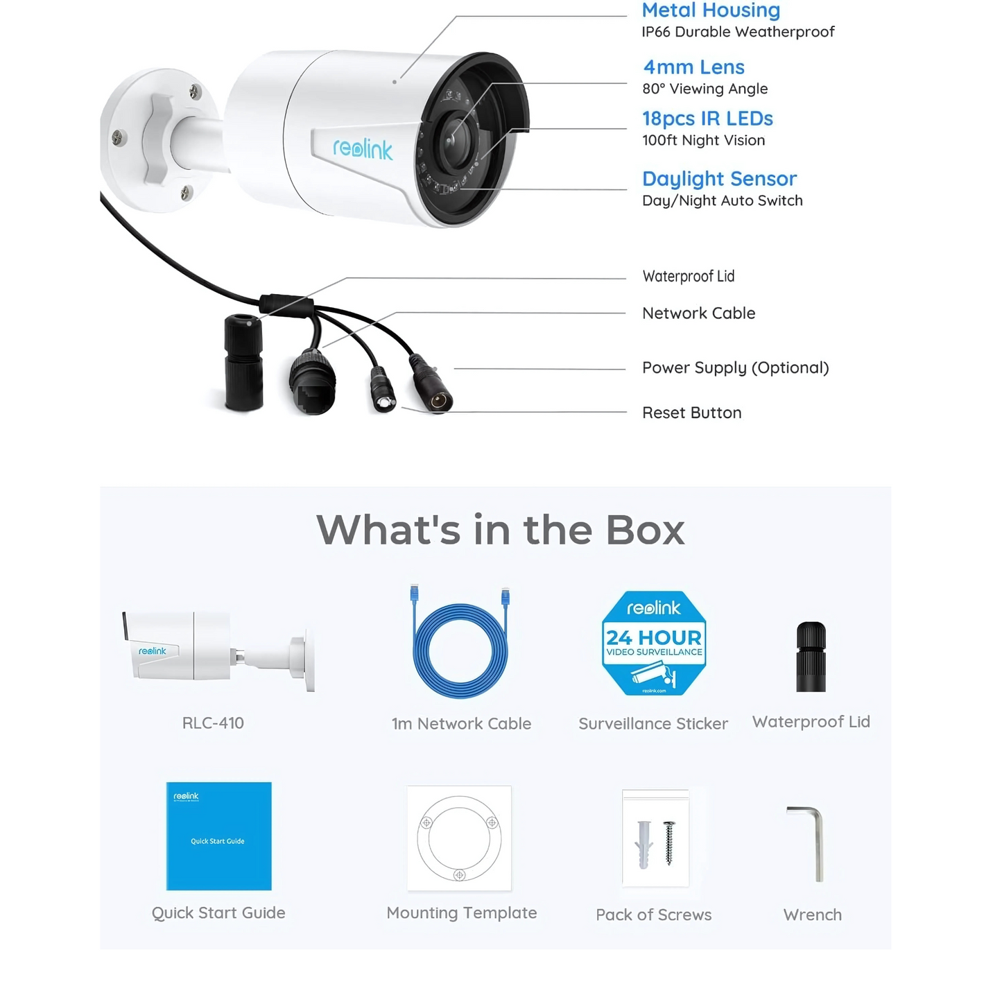Pack of 4 Reolink Camera RLC-410 5MP PoE Security IP Camera