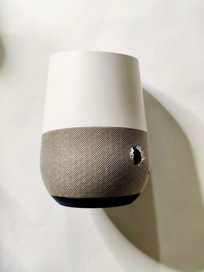 Google Home device promotional torn with original power adopter