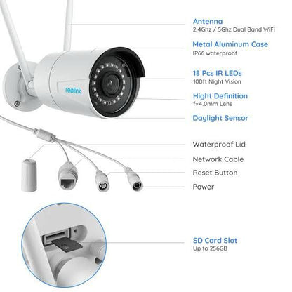 RLC-410W Dual Mode IP Camera – Wireless/Wired | 100ft Night Vision | HD Video