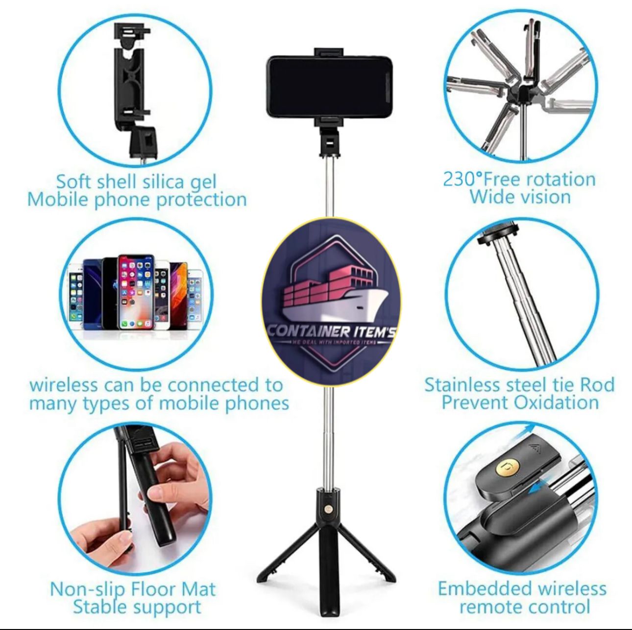 Wireless Selfie Stick R1S Tripod Stand (WITH LED LIGHT)