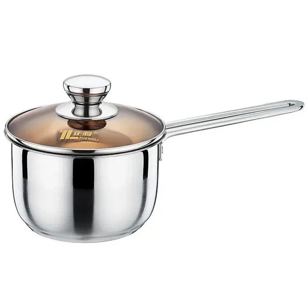 Pot With One Handle Stainless Steel Single Handle Milk Pot with Glass lid (18cm)2.1liter Z ...