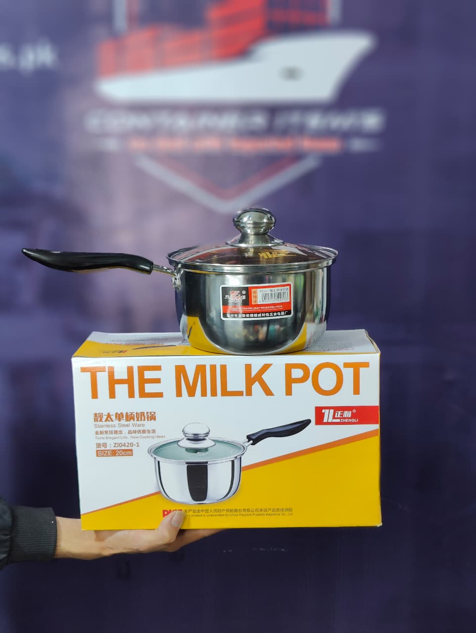 Stainless Steel with Glass lid (18cm)Milk Pot Single Handle Small Milk Pot Household Instant Noodle Pot Cooking Milk Pot Milk Pan ZI0420-1