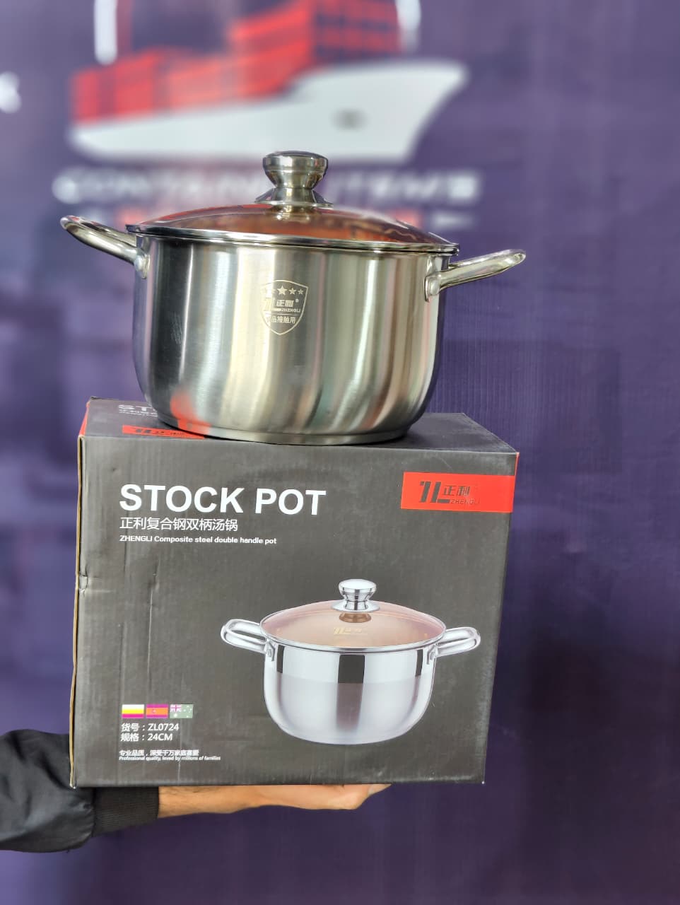 5L Stainless Steel Stock Pot 24cm with Glass Lid – Universal Gas & Electric Stove, Binaural Handle, Household Soup & Saucepan (ZL0724)
