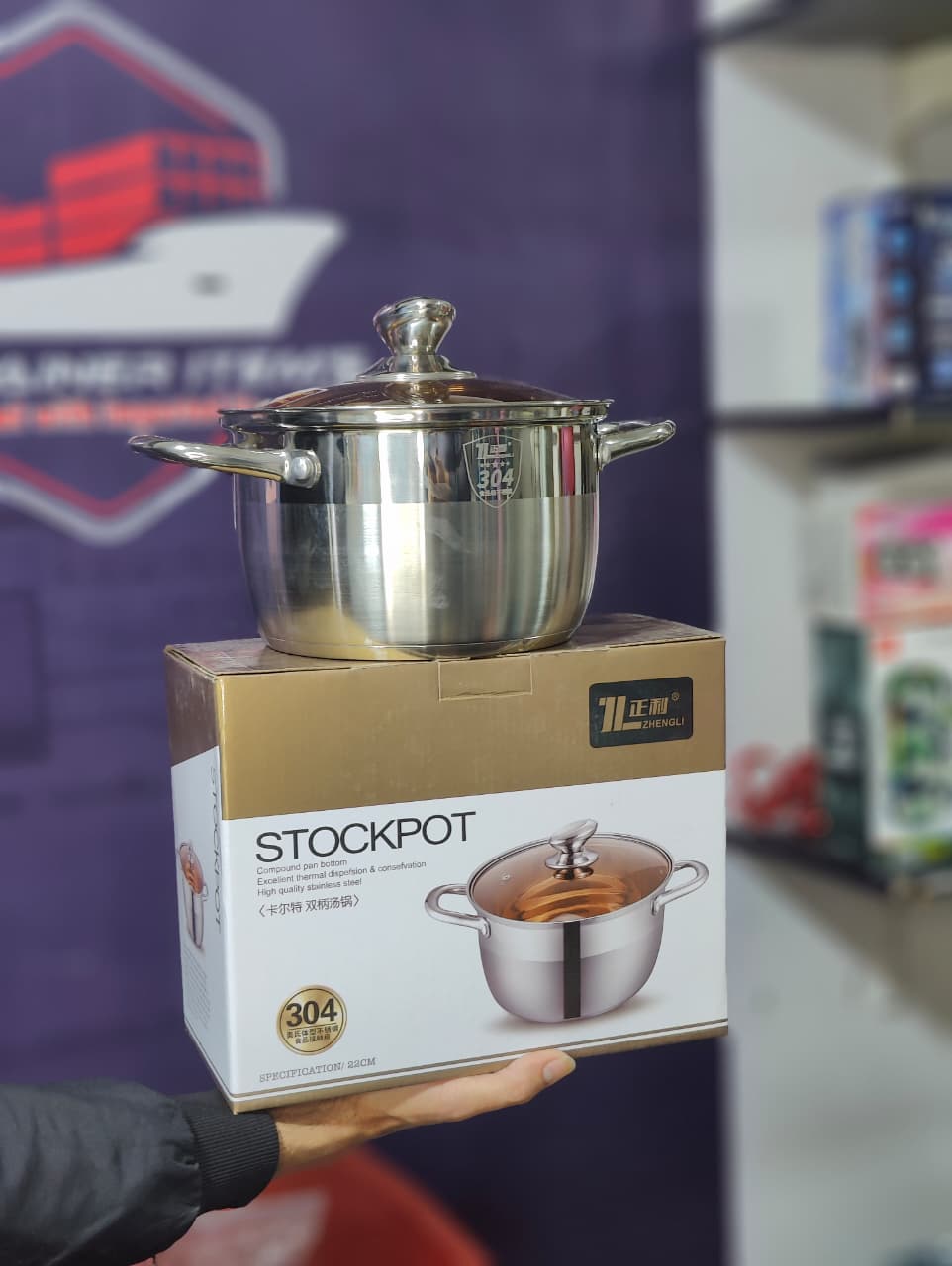 304 Stainless Steel Stock Pot, 3liter Thick Household Soup Pot withGlass Lid, for Gas Stove/Induction Cooker for 1-6 People Stock Pot (Size : 22cm)